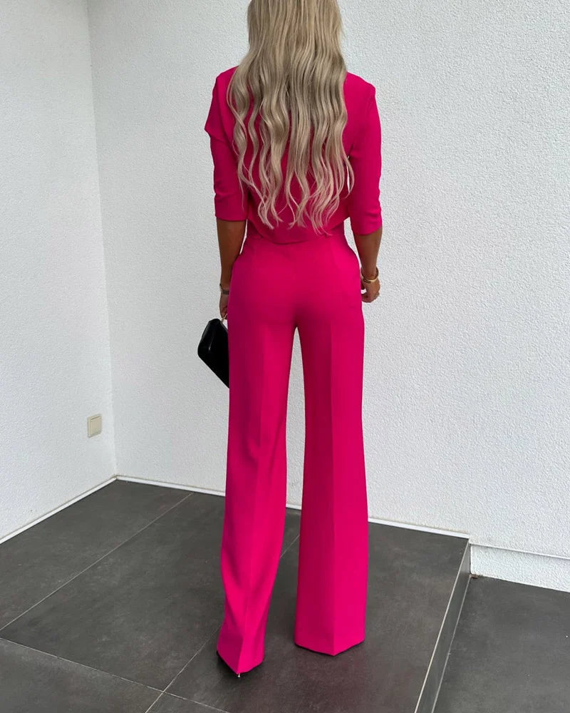 Hooggetailleerde Broek met Elegante Blouse