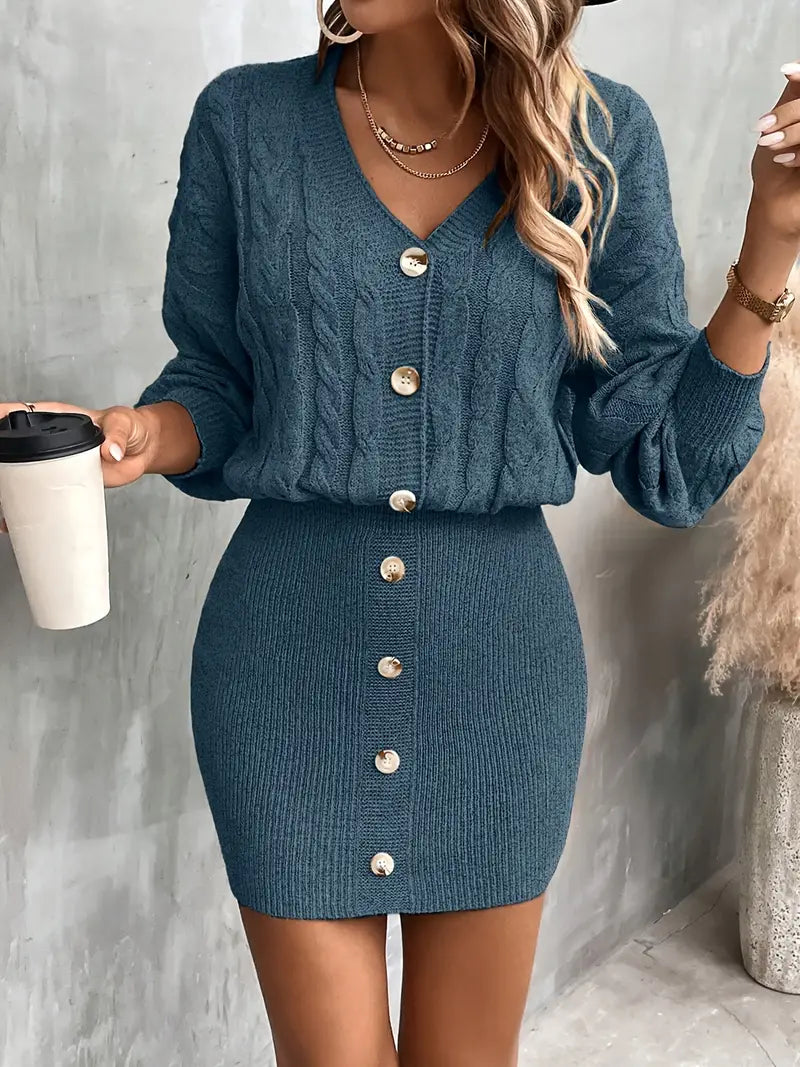 Kate | Leona Bodycon Jurk met V-Hals voor Dames