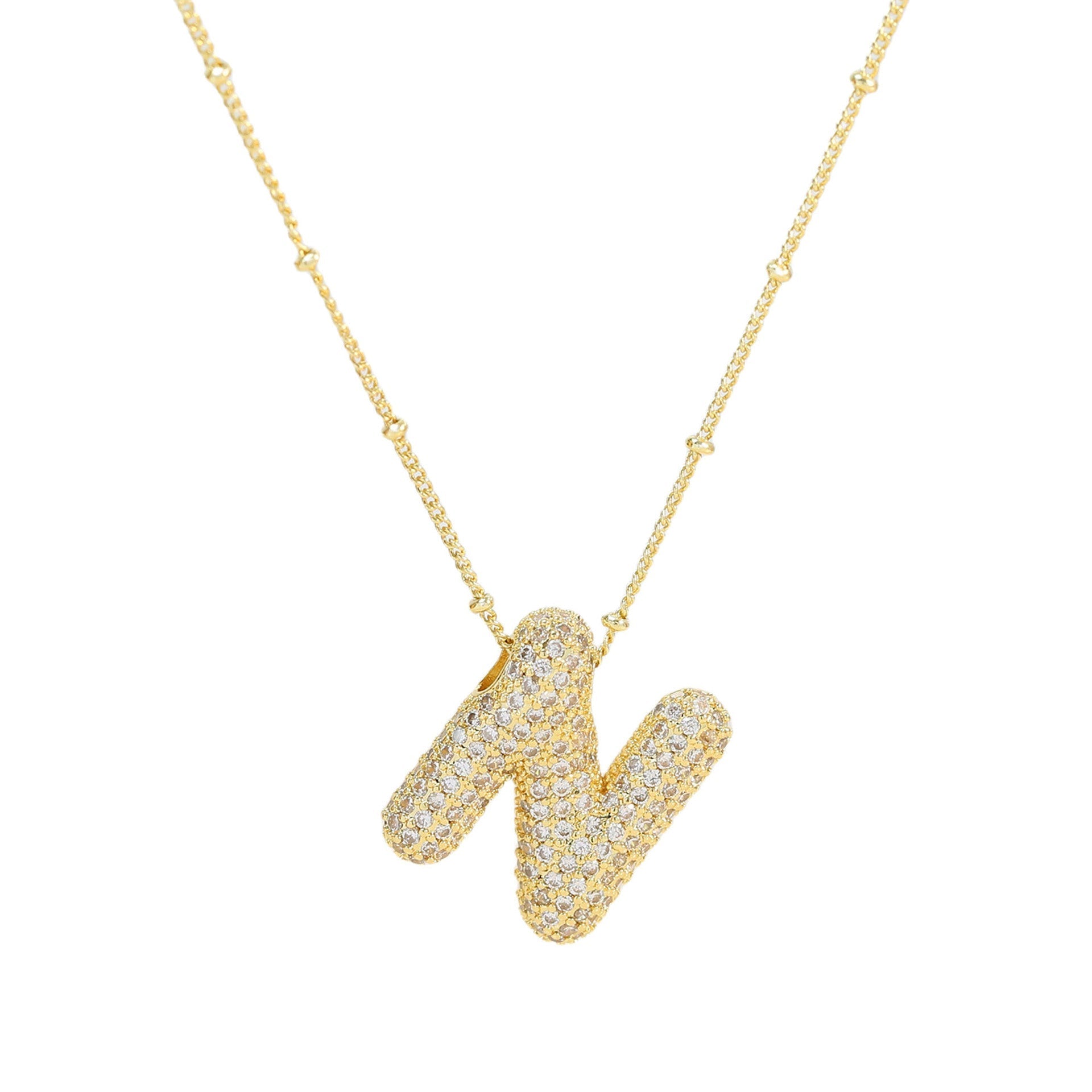 Diamond Bubble Initial Necklace