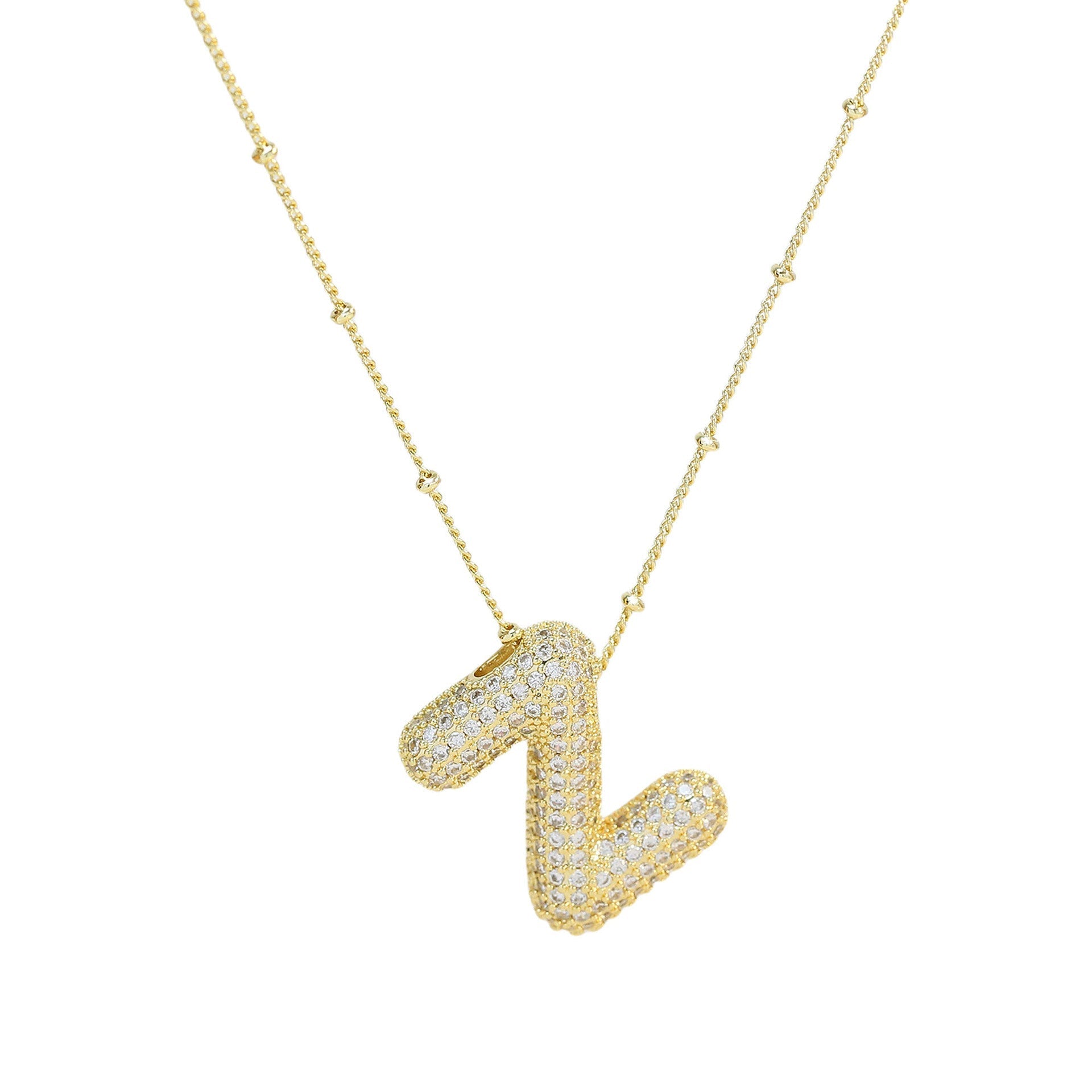 Diamond Bubble Initial Necklace