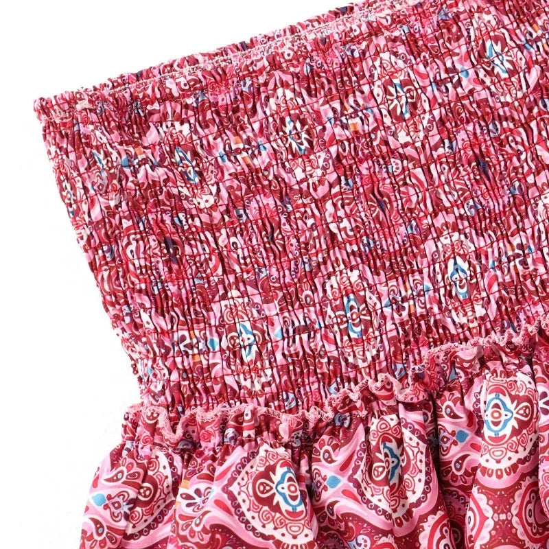 Dames Mini Rok - Gelaagde Volants - Elastische Taille - Boho Print - Comfort Fit