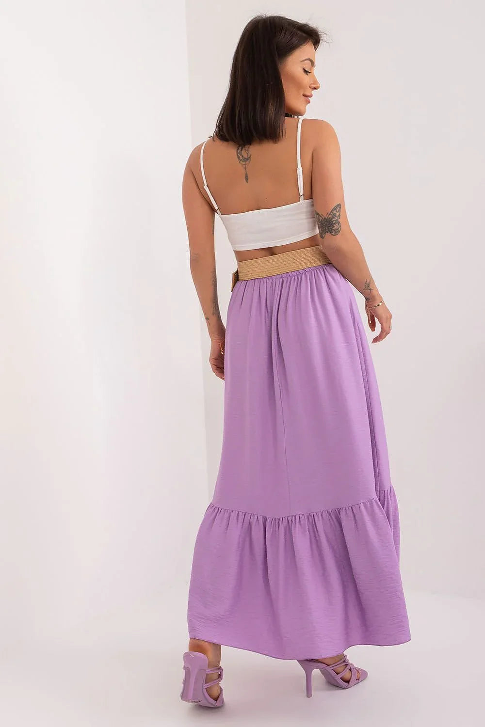 Lila maxi-rok met volant