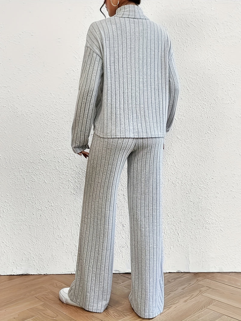 Maja – Comfortabele Set met Turtleneck Bovenkant en Flared Broek voor Dames