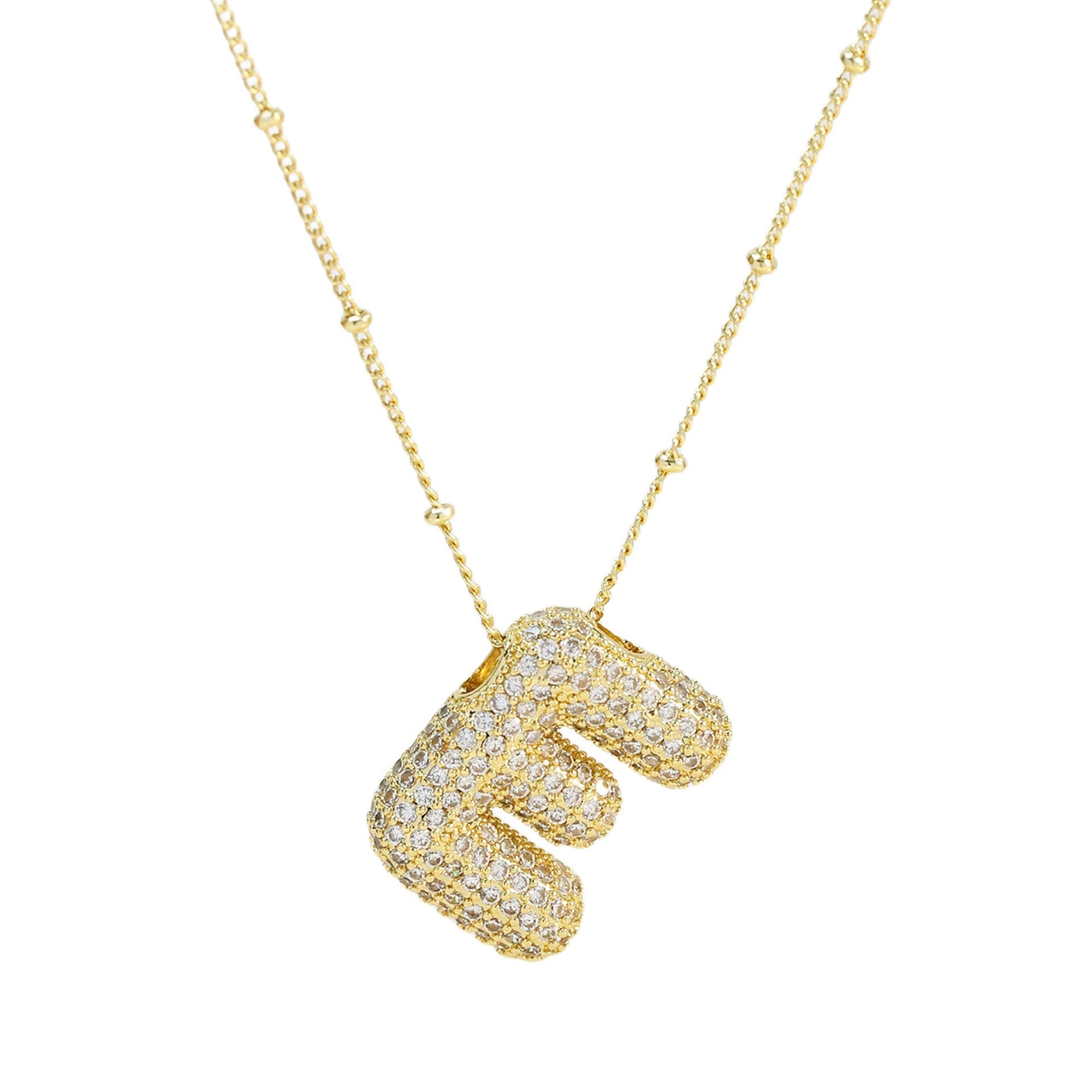 Diamond Bubble Initial Necklace