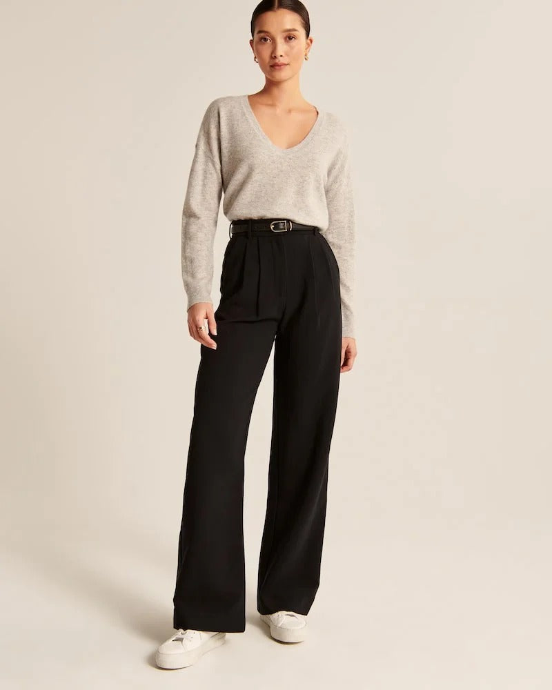 Getailleerde Dames Broek Met Wijde Pijpen