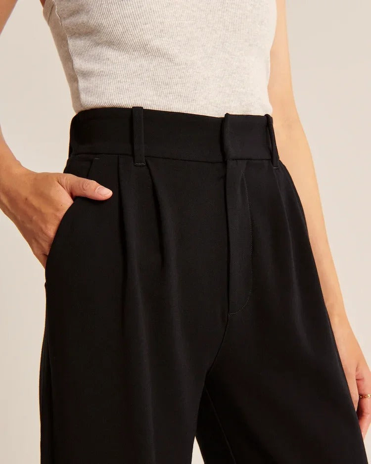Getailleerde Dames Broek Met Wijde Pijpen