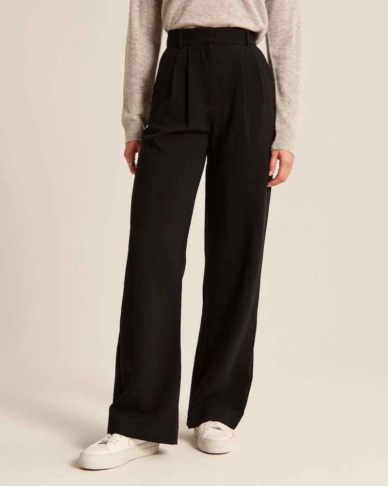Getailleerde Dames Broek Met Wijde Pijpen