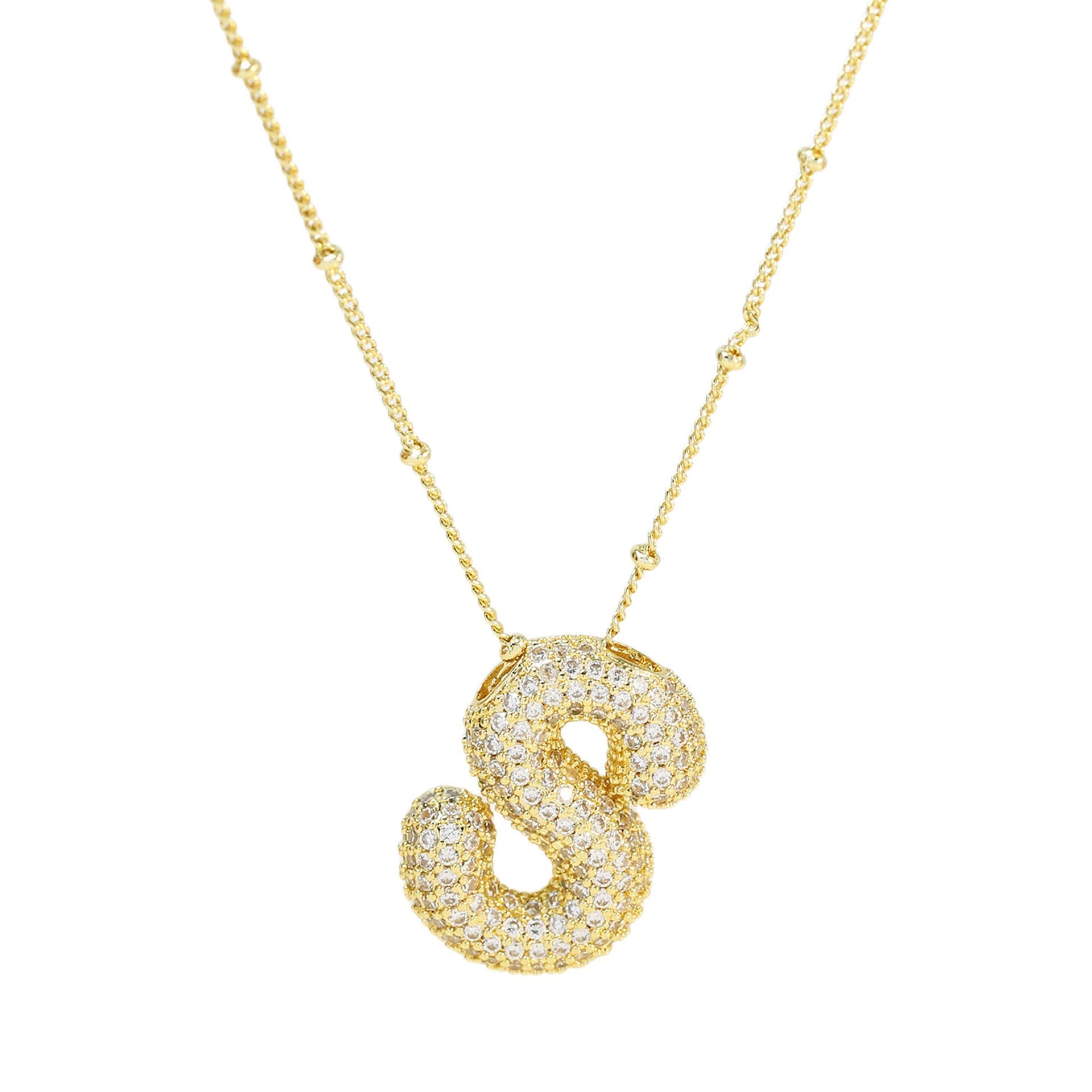 Diamond Bubble Initial Necklace