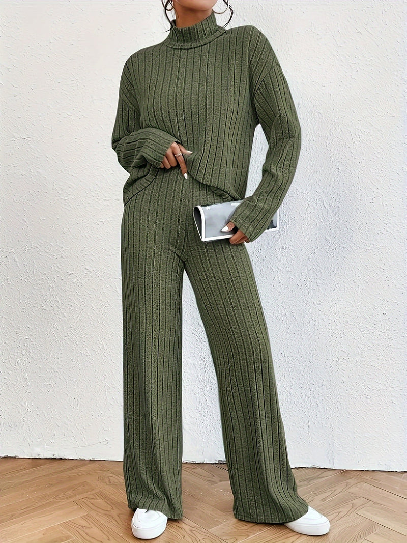 Maja – Comfortabele Set met Turtleneck Bovenkant en Flared Broek voor Dames