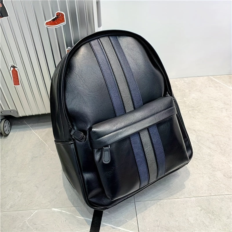 Unisex Rugzak – Kunstleer – Gestructureerd Design – Voorvak met Rits – Verstelbare Bandjes
