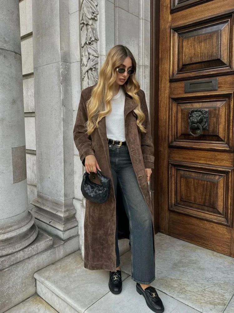 Evy | Elegant Long Suede Coat