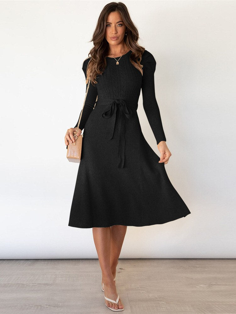 Evalyn | Elegant Cable-Knit Midi Dress