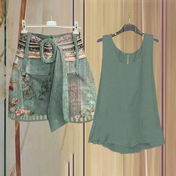 Trendy Mouwloze Zomertop en Shorts