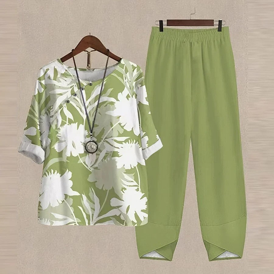Tweedelig Set Met Vintage Bloemenmuster