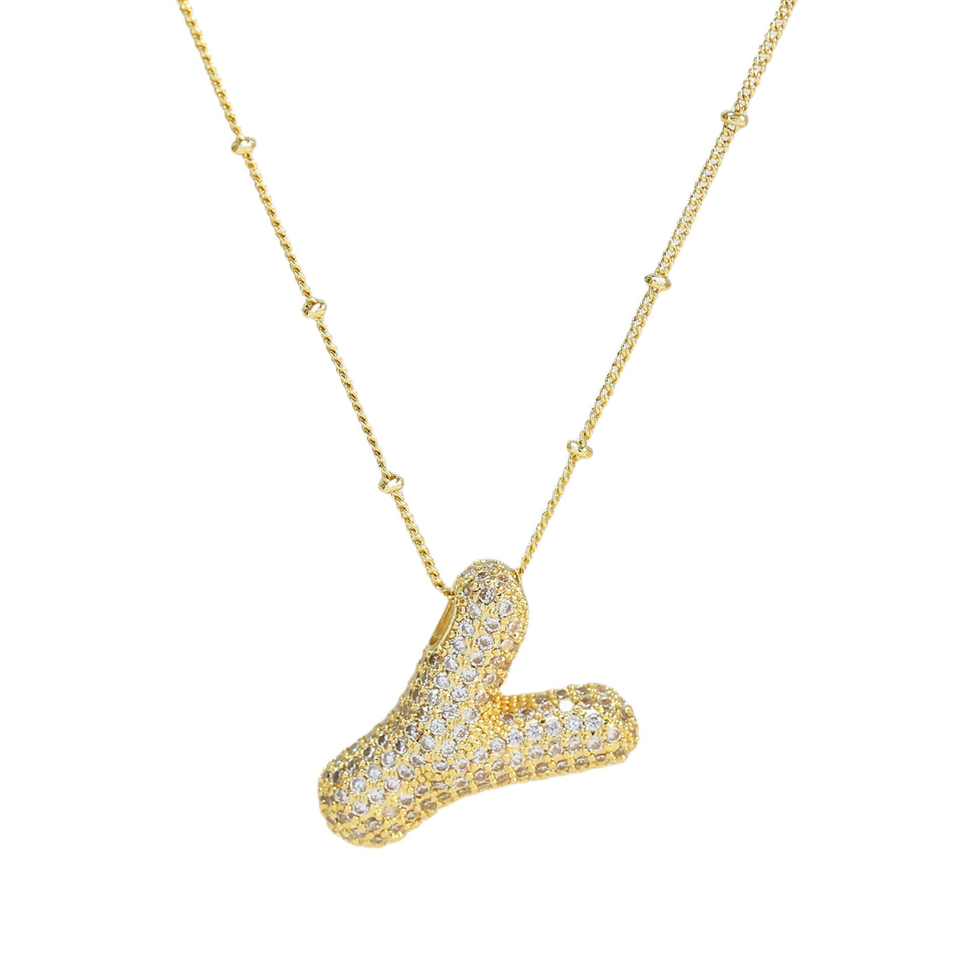 Diamond Bubble Initial Necklace