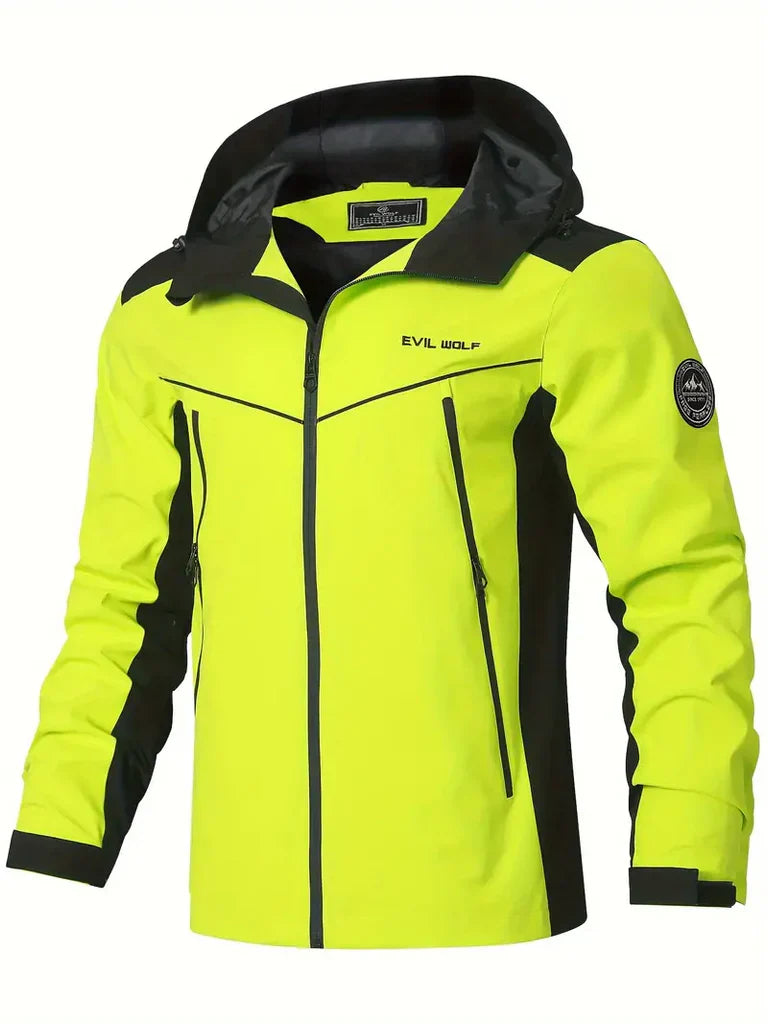 Men's Outdoor Jacket – Water-Repellent – Reflective – Hood – Zipper Pockets