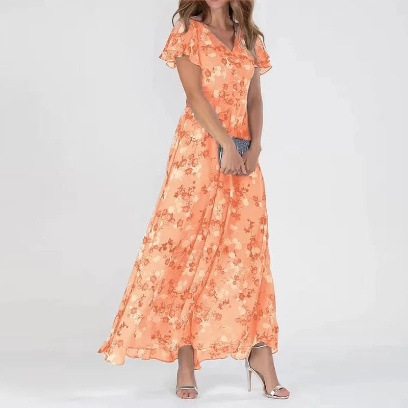 Lilia | Elegante Bloemen Midi-jurk