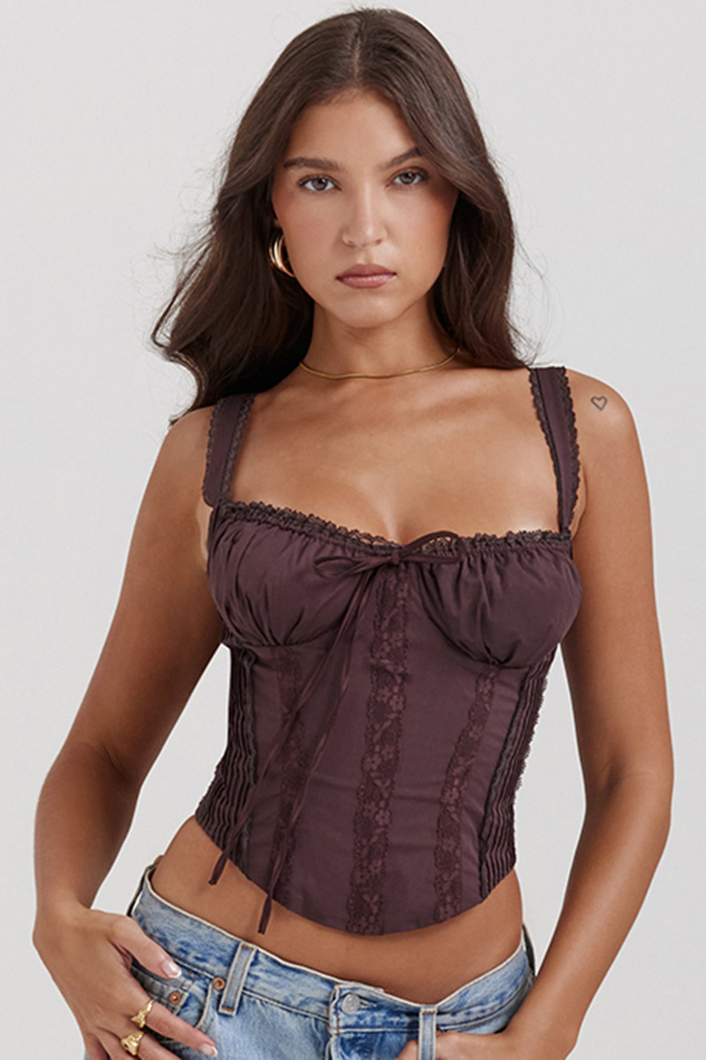 Dames Corsettop – Satijnen Look – Sweetheart Halslijn – Kanten Details – Getailleerd Model