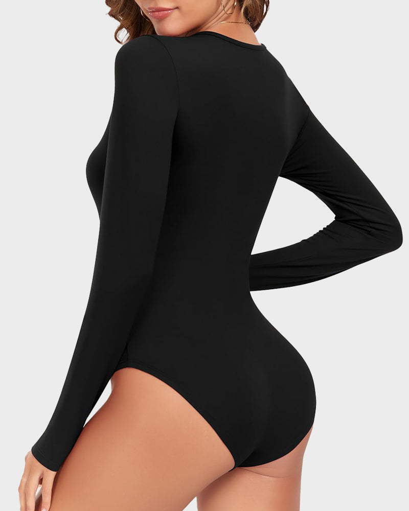 Dames Bodysuit – V-Hals – Lange Mouw – Slim Fit – Elastisch en Comfortabel