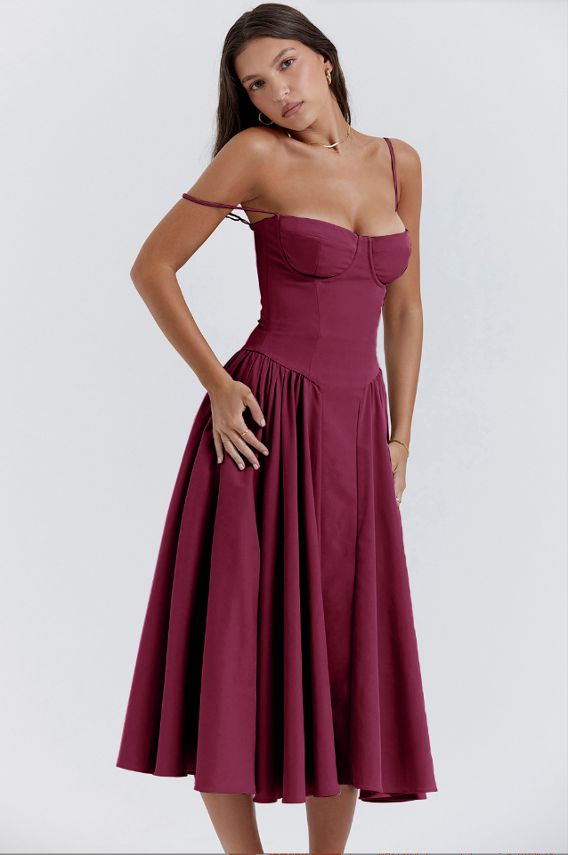 TULUM | Chic Mouwloze Midi Zomerkleed Met Corset Pasvorm