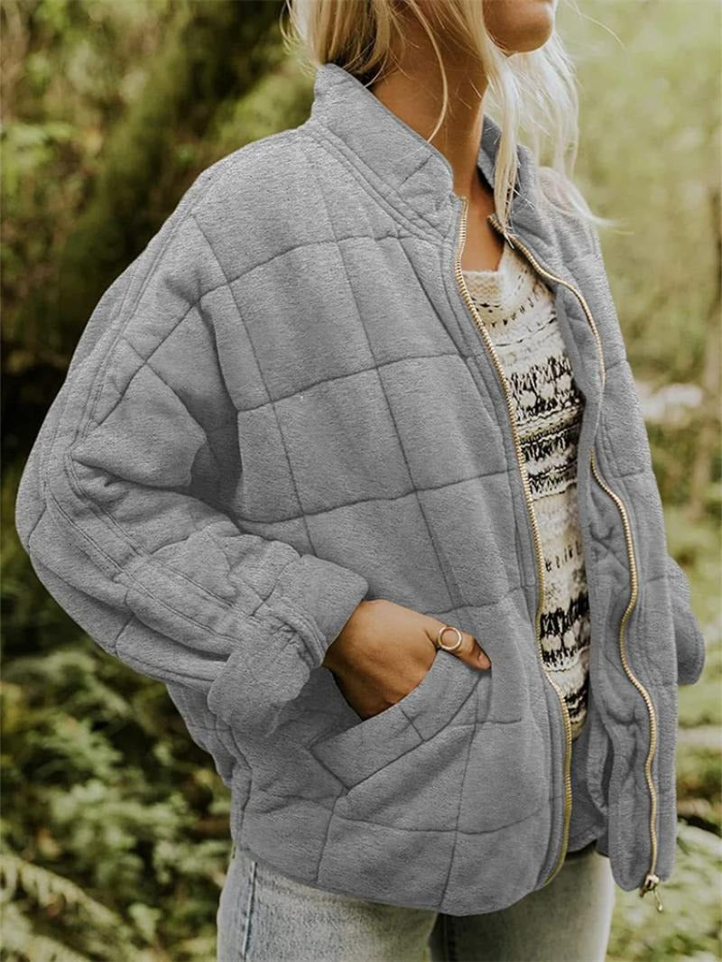 Women's Quilted Jacket – Relaxed Fit – High Collar – Lightweight Breathable Design