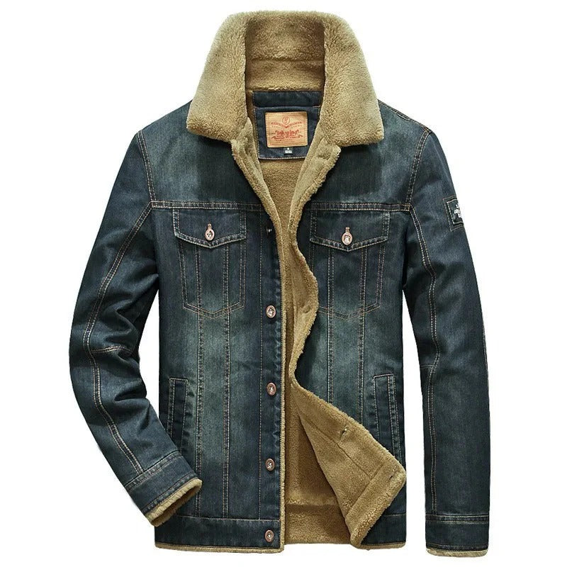 Men's denim jacket – Regular fit – Faux fur lined – Button closure – Casual style
