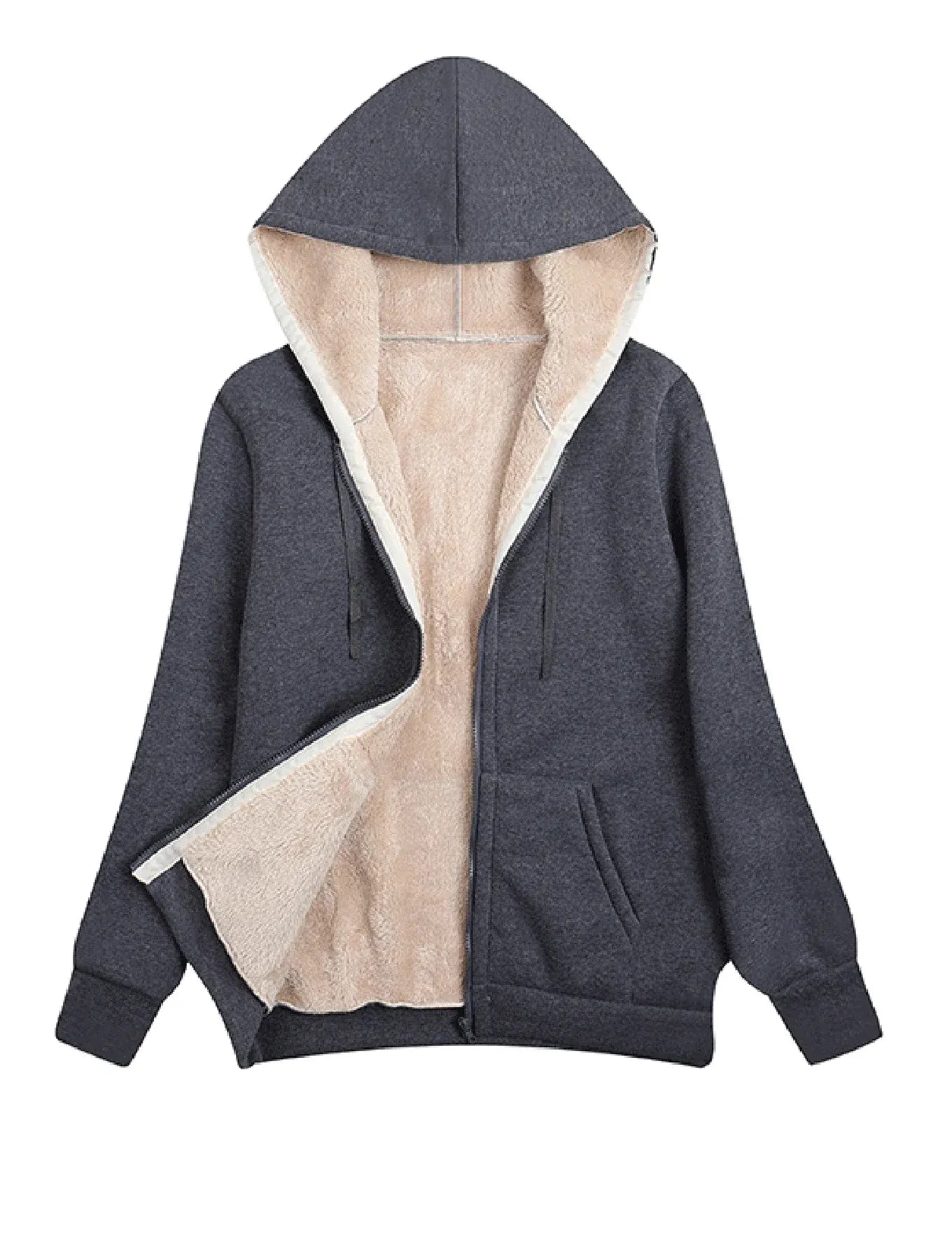 Women's Fleece Jacket – Relaxed Fit – Plush Lining – With Hood and Zipper