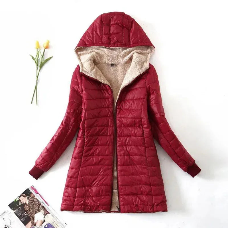 Women's Quilted Jacket – Regular Fit – Fleece Lining – Hood – Water-Repellent