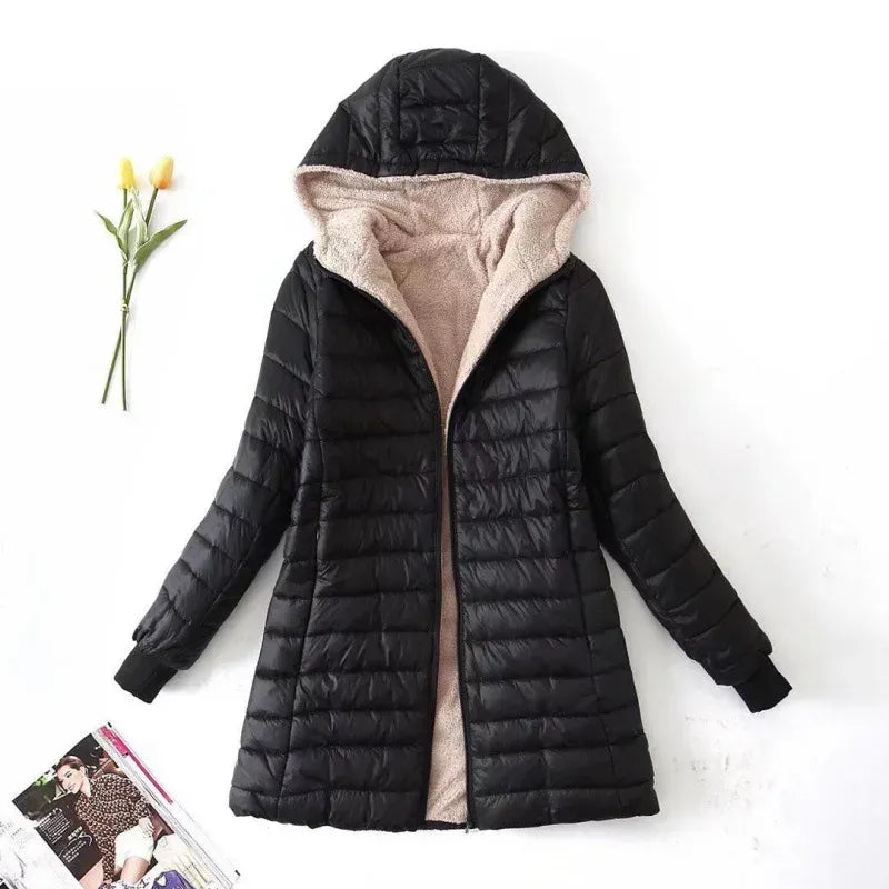 Women's Quilted Jacket – Regular Fit – Fleece Lining – Hood – Water-Repellent