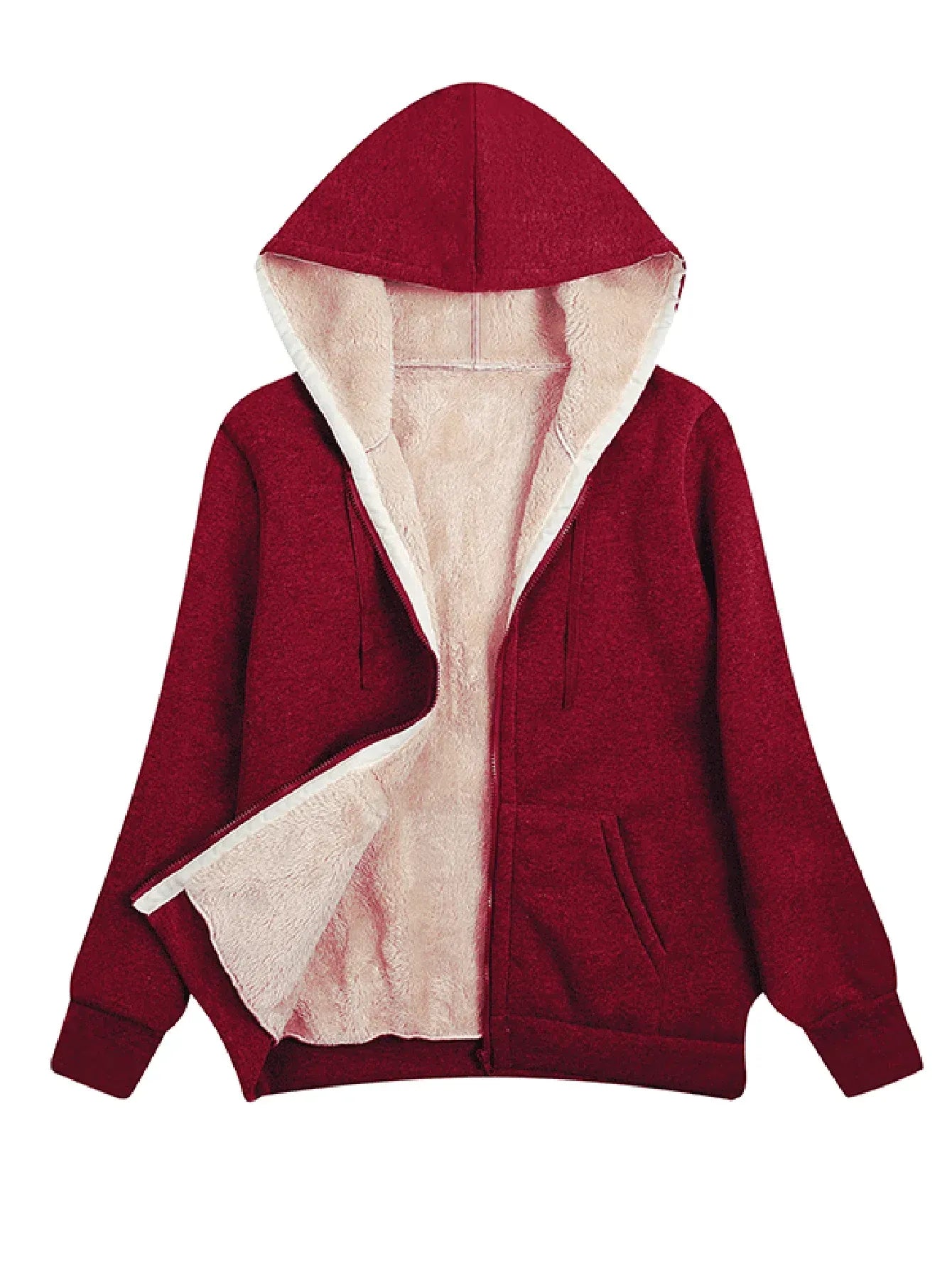 Women's Fleece Jacket – Relaxed Fit – Plush Lining – With Hood and Zipper