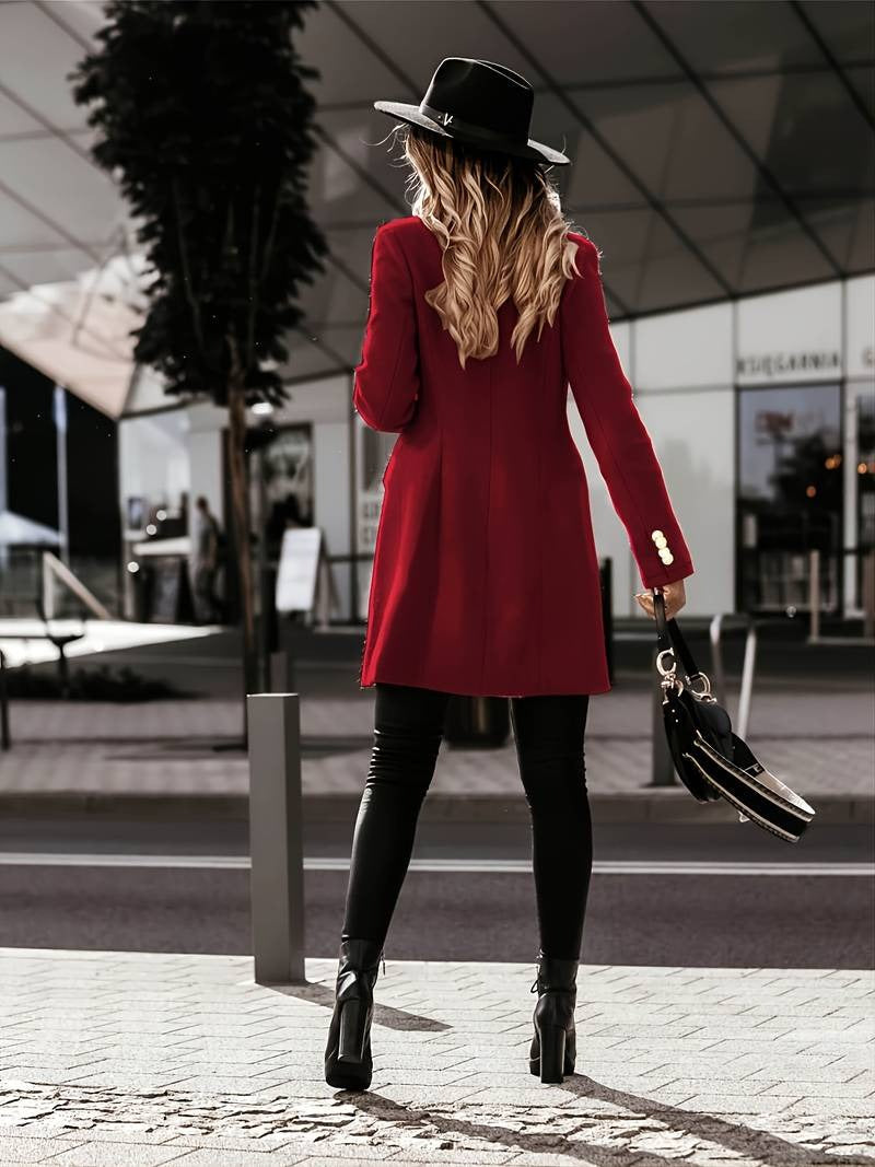 Ladies Wool Coat – Slim Fit – Double-Breasted – Mid-Length – Tailored Lapels