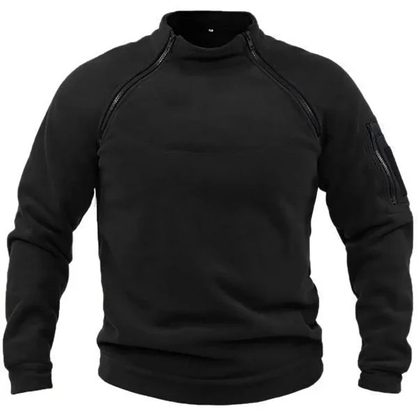 Men's Sweatshirt – Regular Fit – Fleece – High Collar – Sleeve Pocket with Zipper