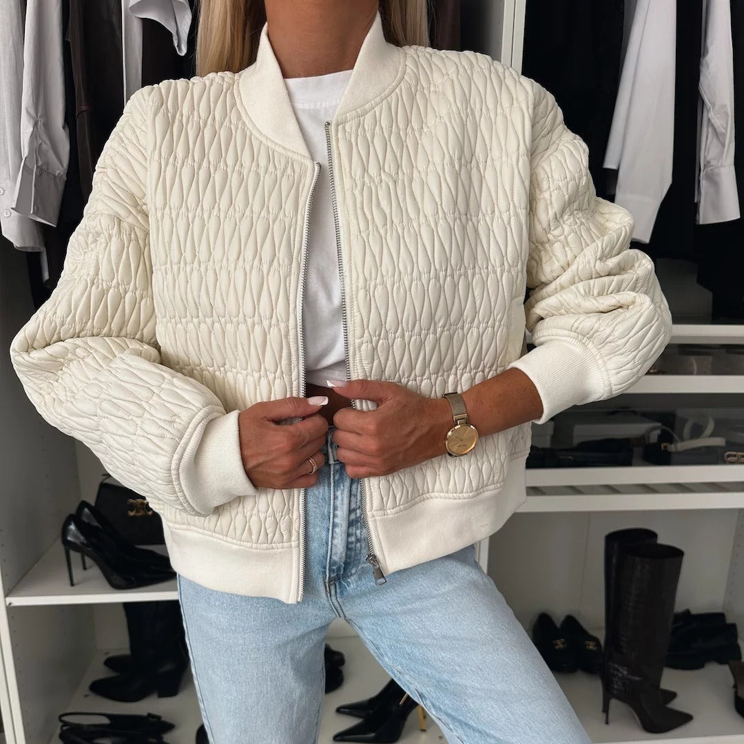 Ladies Padded Jacket – Cropped Model – Ribbed Trims – Zipper Closure – Casual Look