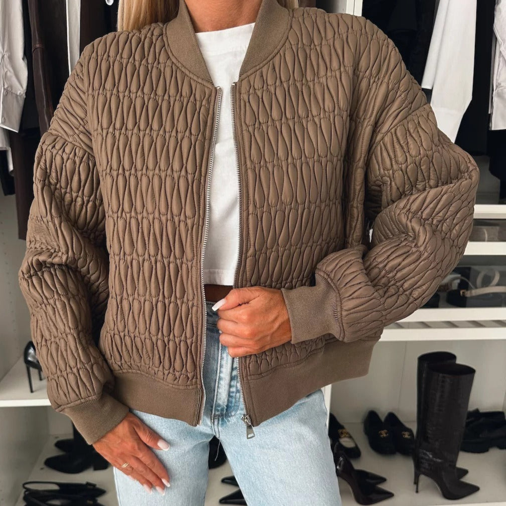 Ladies Padded Jacket – Cropped Model – Ribbed Trims – Zipper Closure – Casual Look