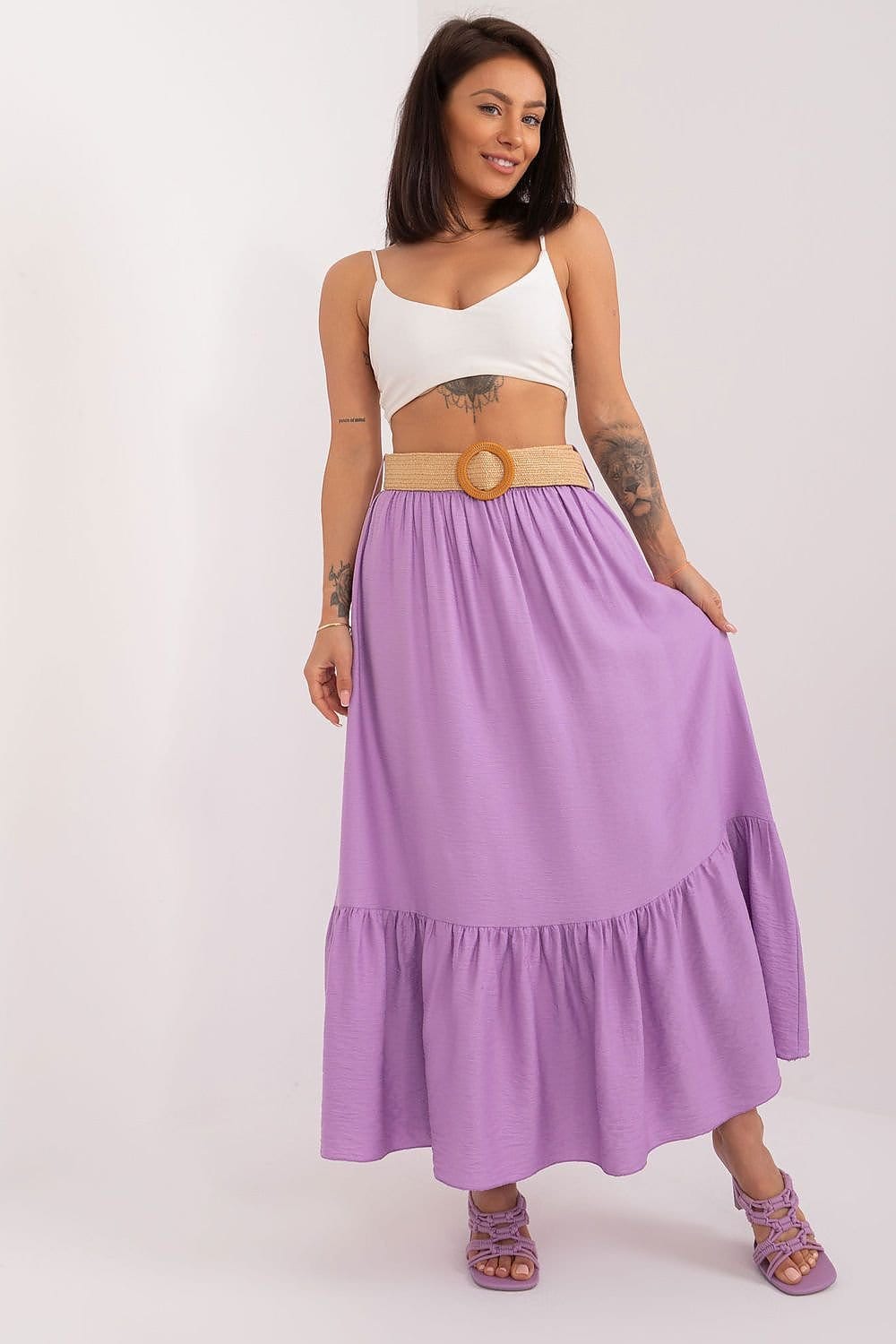 Lila maxi-rok met volant