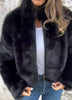 Dames Jas - Imitatiebont - Hoge Kraag - Regular Fit - Ritssluiting - Modieus & Warm