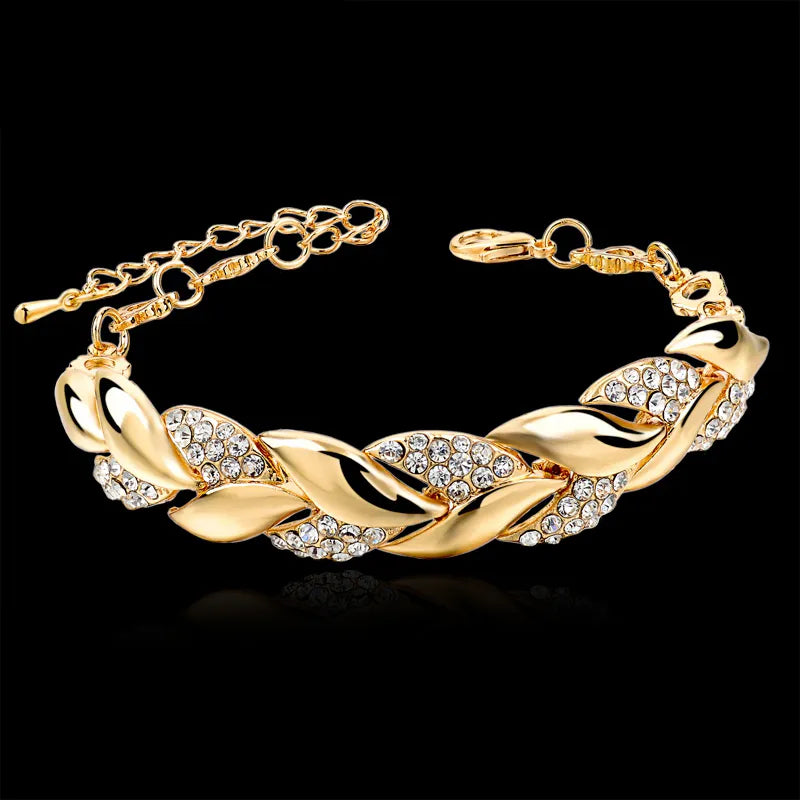 Dames Armband - Gevlochten Design - Kristallen Accenten - Verstelbare Sluiting