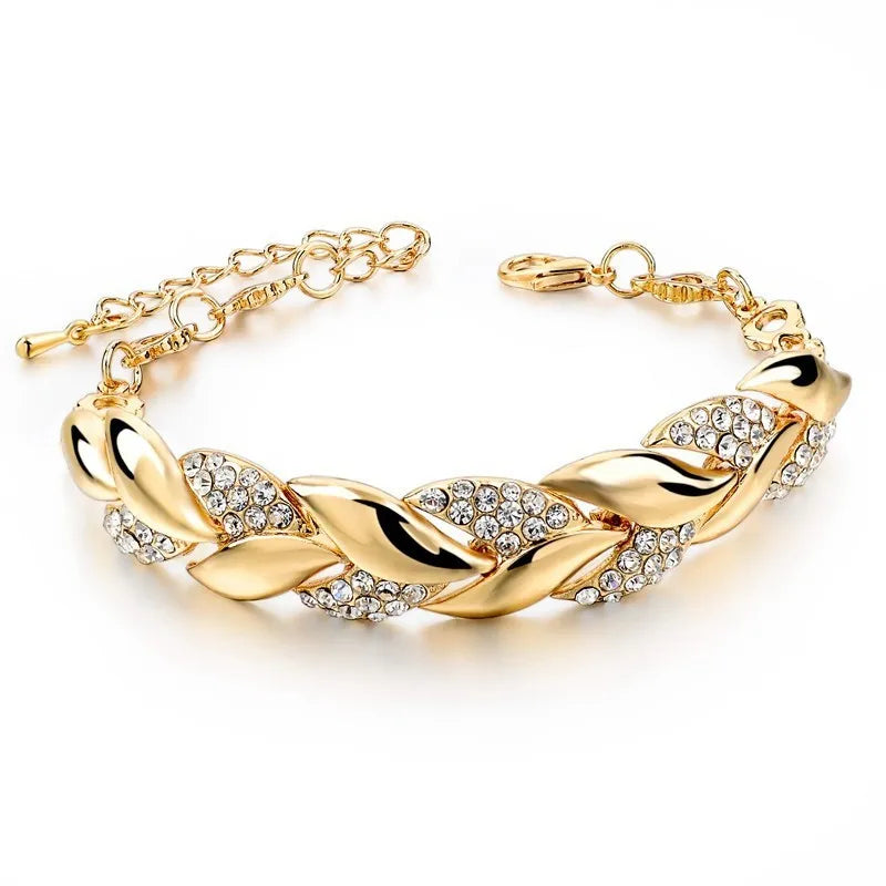 Dames Armband - Gevlochten Design - Kristallen Accenten - Verstelbare Sluiting