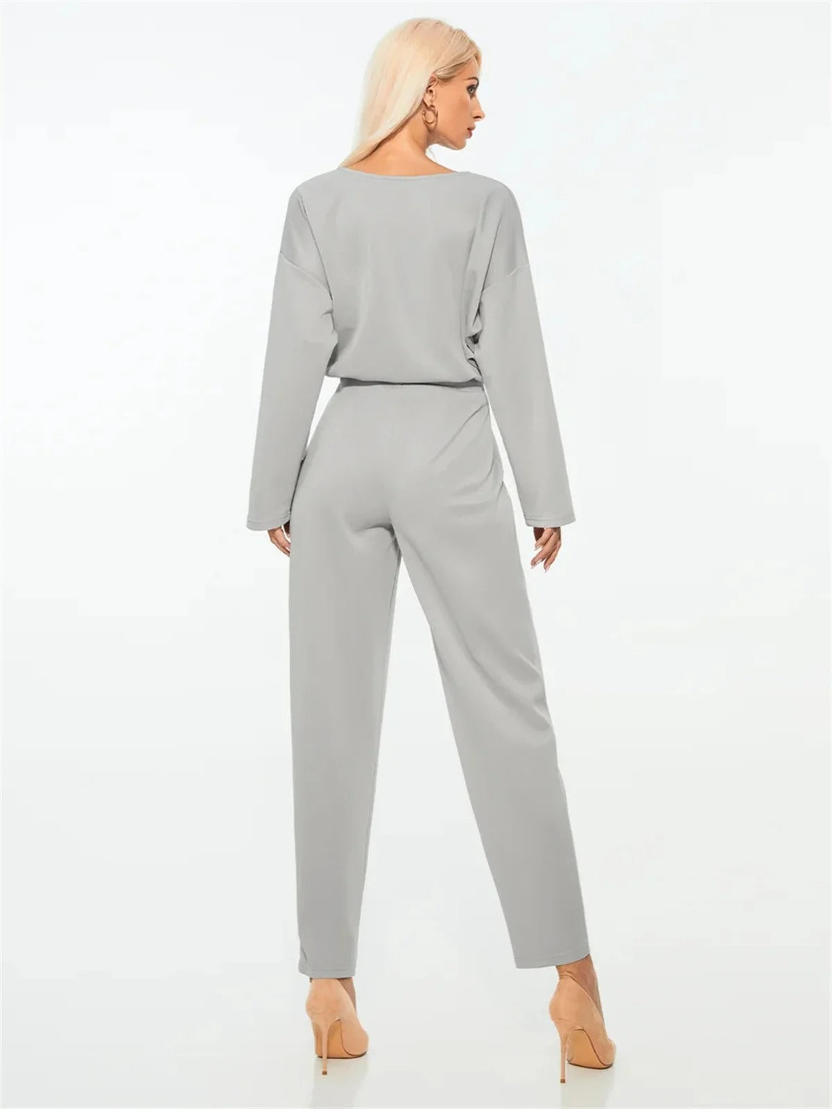 Dames Tweedelige Set – Blouse met Lange Mouwen – Hoge Taille Pantalon – Elegante Pasvorm