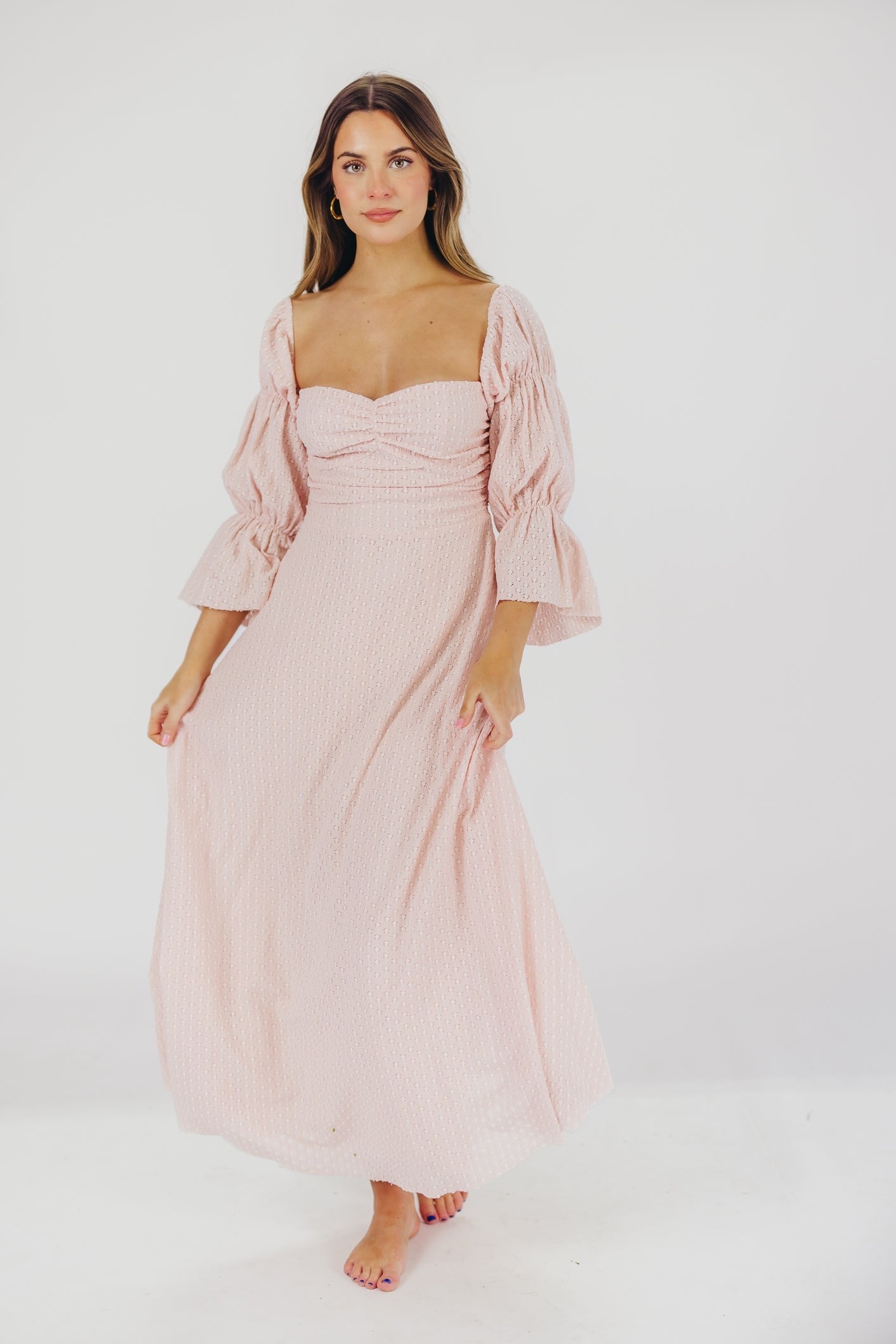 Maisie | Maxi Jurk met Ruches en Open Rug