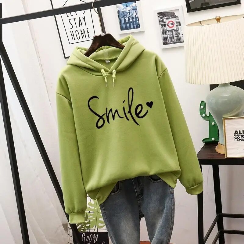 Samy - Leuke Hoodie met "Smile" Graphic voor Dames | Ideaal voor Herfst/Winter