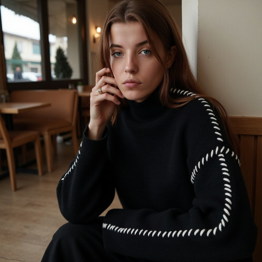 Elin | Pullover met Contraststiksels