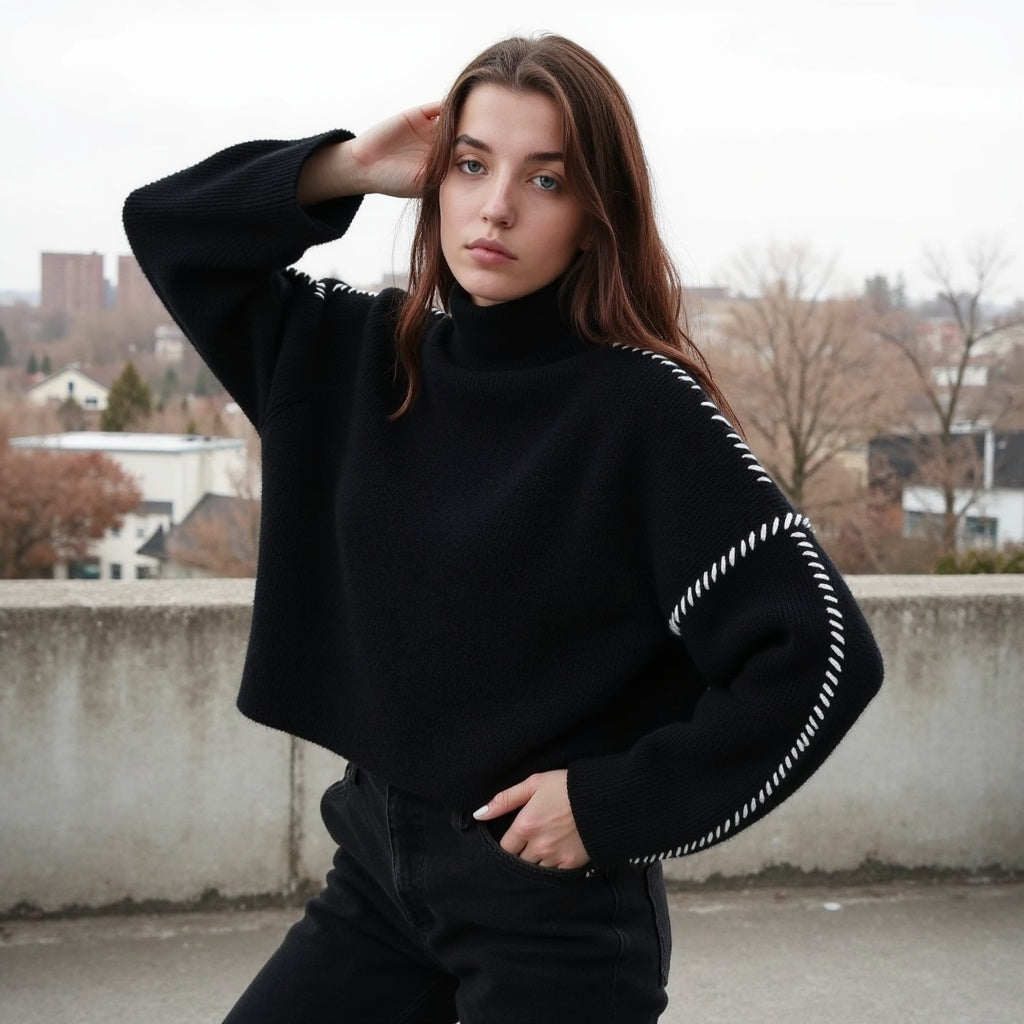 Elin | Pullover met Contraststiksels