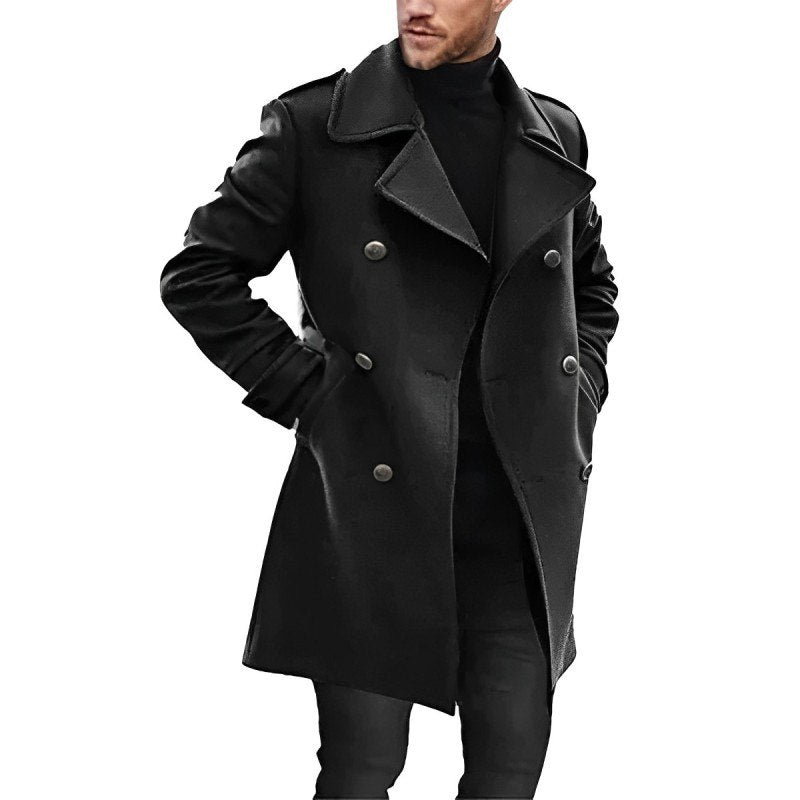 Men's Coat – Mid-Length Model – Tailored Fit – Double-Breasted – Luxury Fabric