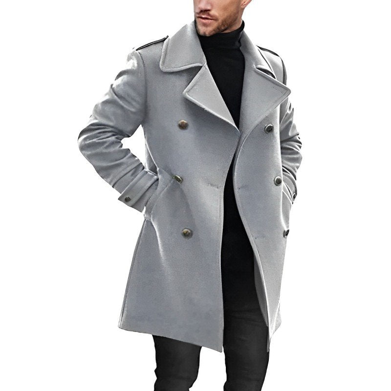 Men's Coat – Mid-Length Model – Tailored Fit – Double-Breasted – Luxury Fabric