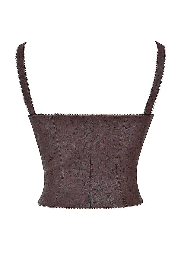 Dames Corset Top – Faux Leer – Figuurvormend – Vierkante Halslijn – Structuur Design