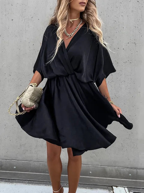 Dames Wikkeljurk – Elbooglange Mouwen – V-Hals – Lichte Flowy Stof – Elegante Pasvorm