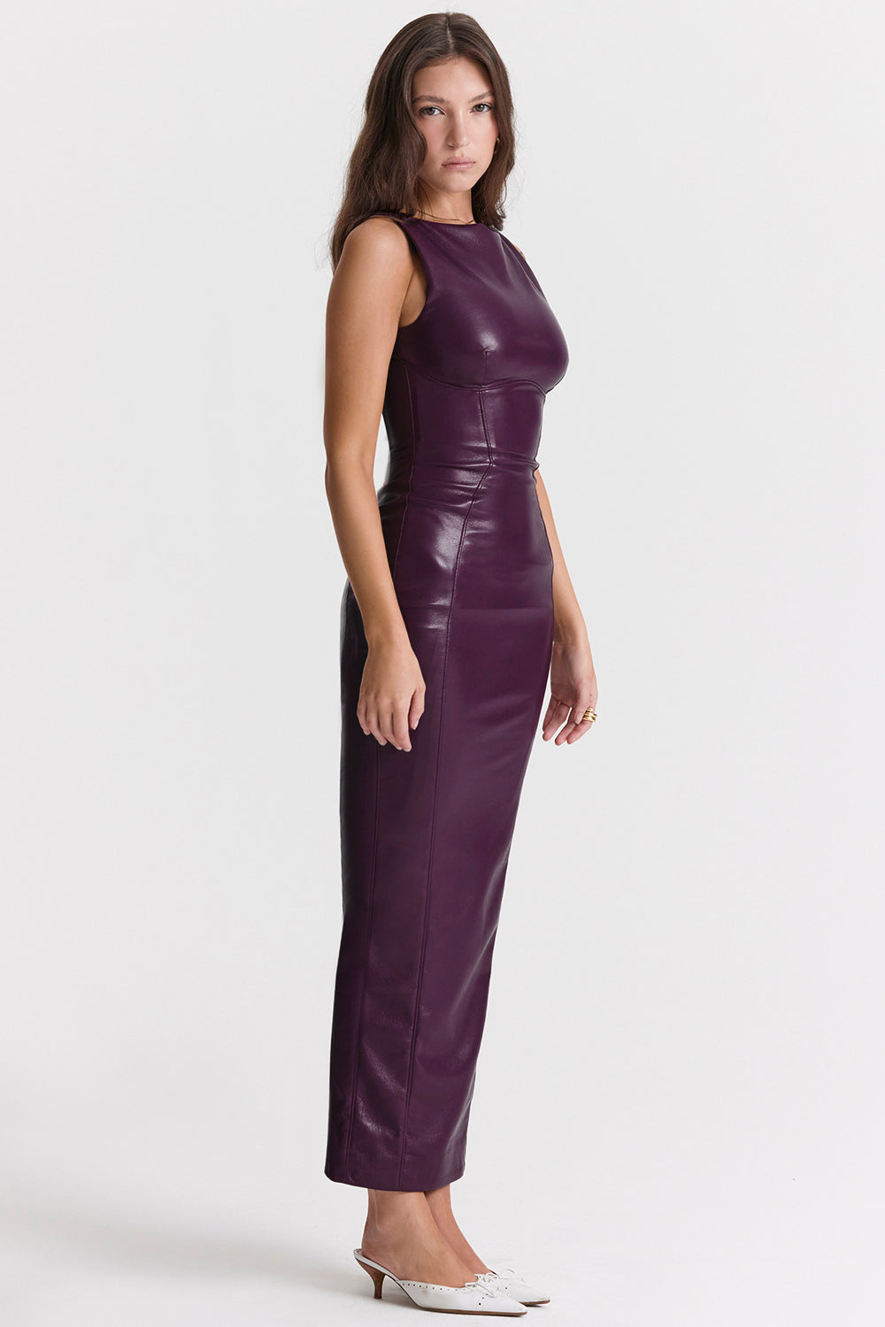 Seline | Vegan Leren Bodycon Maxi Jurk – Gedurfd & Elegant