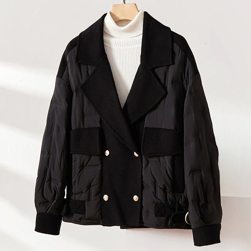 Amelia Quilted Puffer Jacket | Lapel Collar Relaxed Fit Jacket