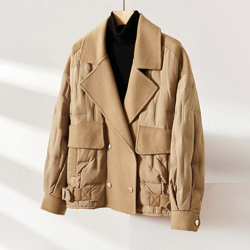 Amelia Quilted Puffer Jacket | Lapel Collar Relaxed Fit Jacket